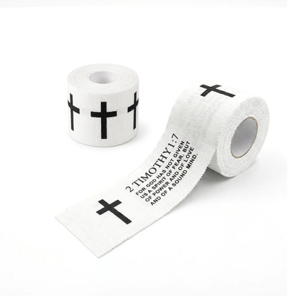 Ao Yee ZGL 2pcs Cross Christian Sports Tape,2" X 23ft Cotton Wristbands - White