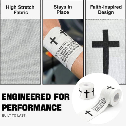 Ao Yee ZGL 2pcs Cross Christian Sports Tape,2" X 23ft Cotton Wristbands - White