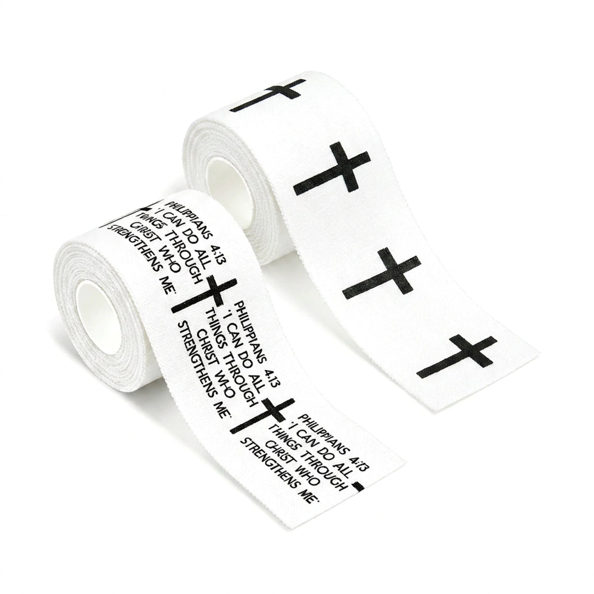 Ao Yee ZGL 2pcs Cross Christian Sports Tape,2" X 23ft Cotton Wristbands - White