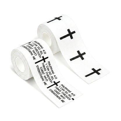 Ao Yee ZGL 2pcs Cross Christian Sports Tape,2" X 23ft Cotton Wristbands - White