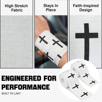 Ao Yee ZGL 2pcs Cross Christian Sports Tape,2" X 23ft Cotton Wristbands - White