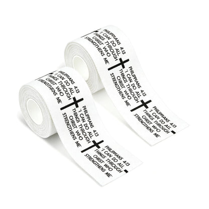 Ao Yee ZGL 2pcs Cross Christian Sports Tape,2" X 23ft Cotton Wristbands - White