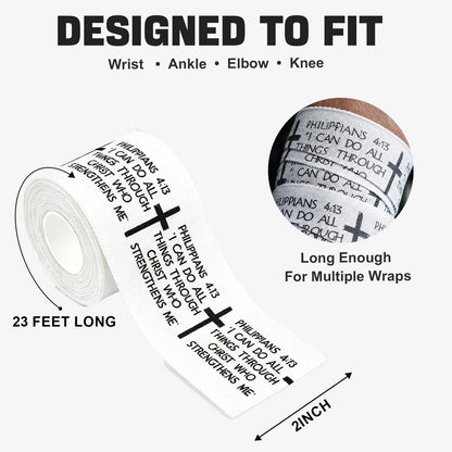 Ao Yee ZGL 2pcs Cross Christian Sports Tape,2" X 23ft Cotton Wristbands - White