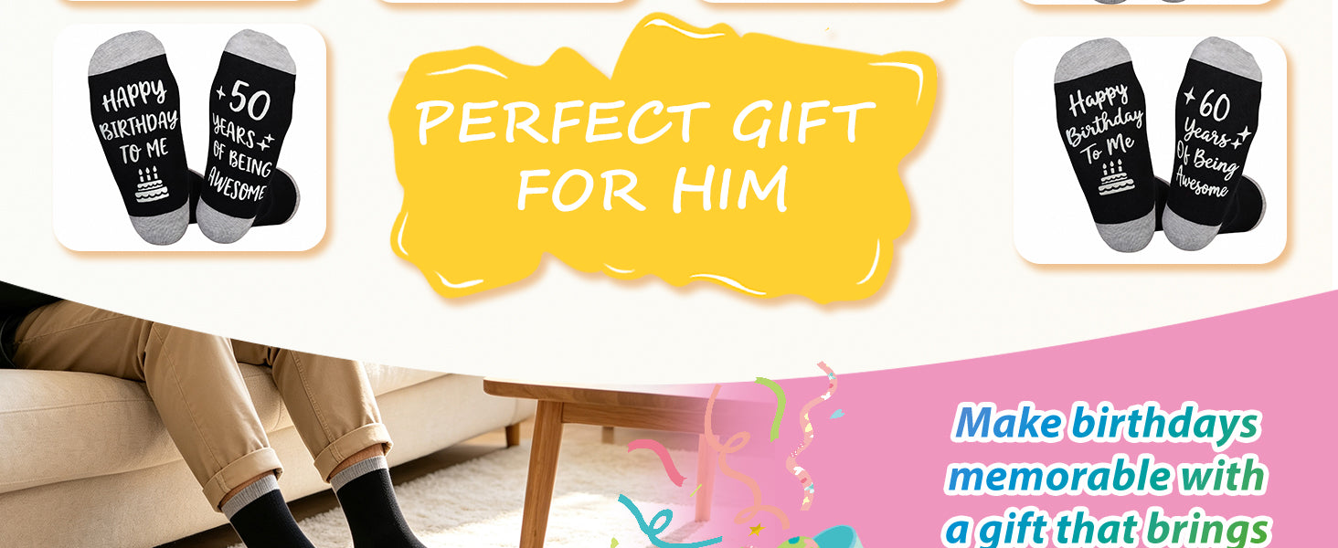 Ao Yee ZGL Birthday Socks,21th 30th 40th 50th 60th Birthday Gifts for Men details 3