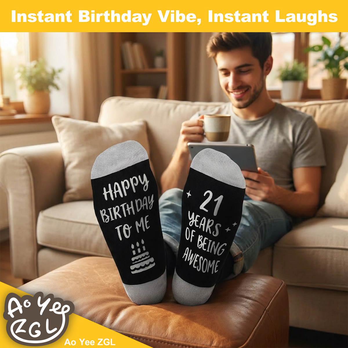 Ao Yee ZGL Birthday Socks,21th 30th 40th 50th 60th Birthday Gifts for Men - 21