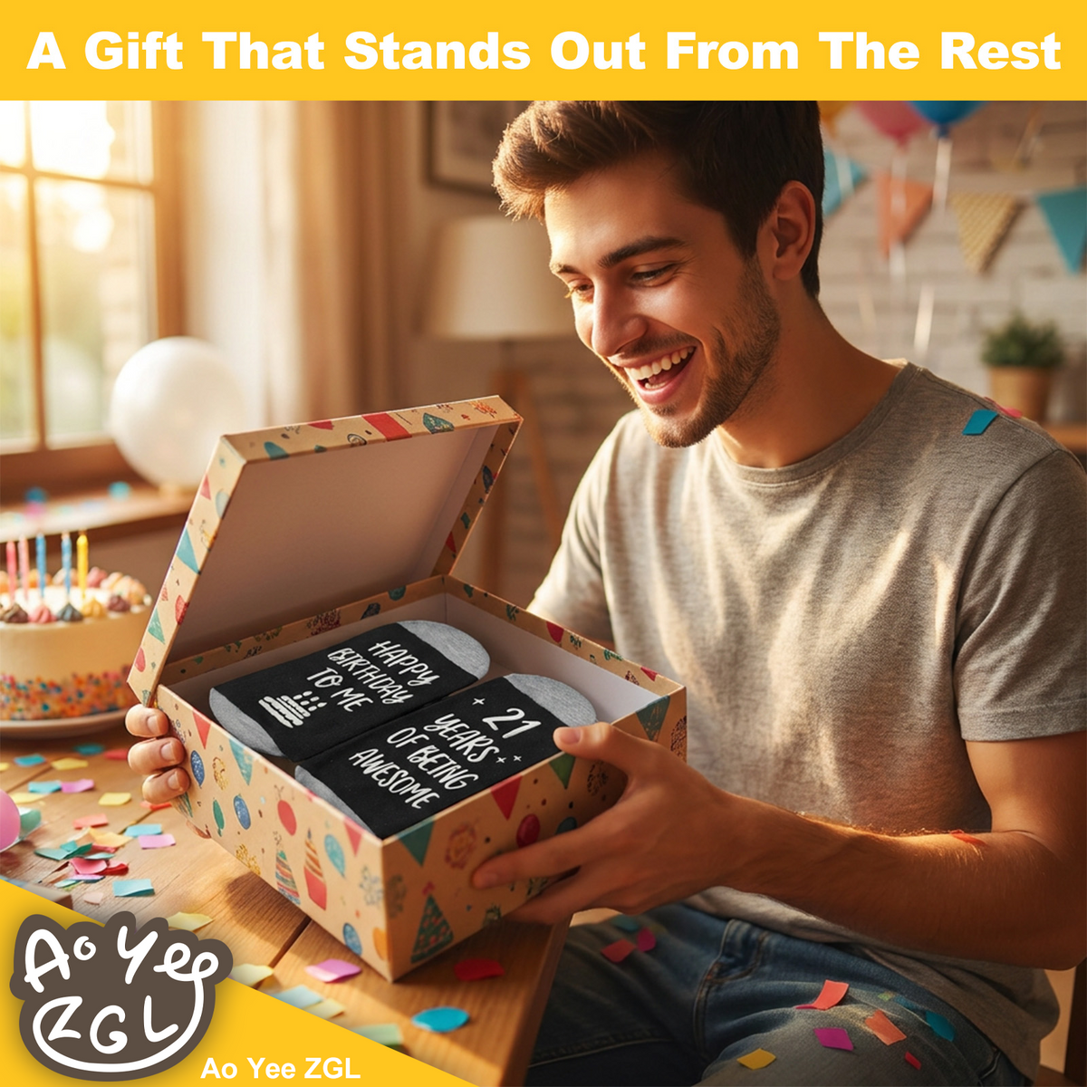 Ao Yee ZGL Birthday Socks,21th 30th 40th 50th 60th Birthday Gifts for Men - 21