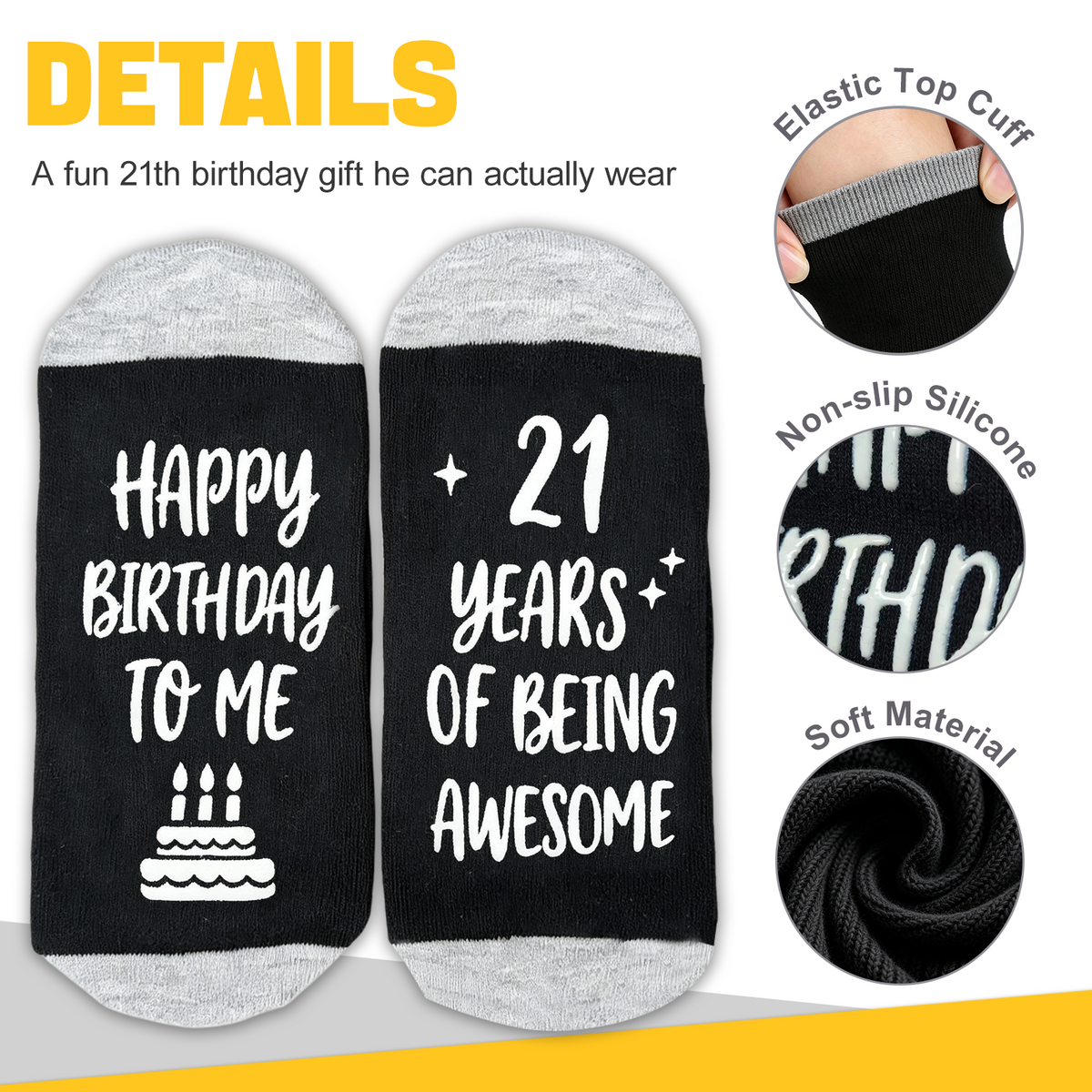 Ao Yee ZGL Birthday Socks,21th 30th 40th 50th 60th Birthday Gifts for Men - 21