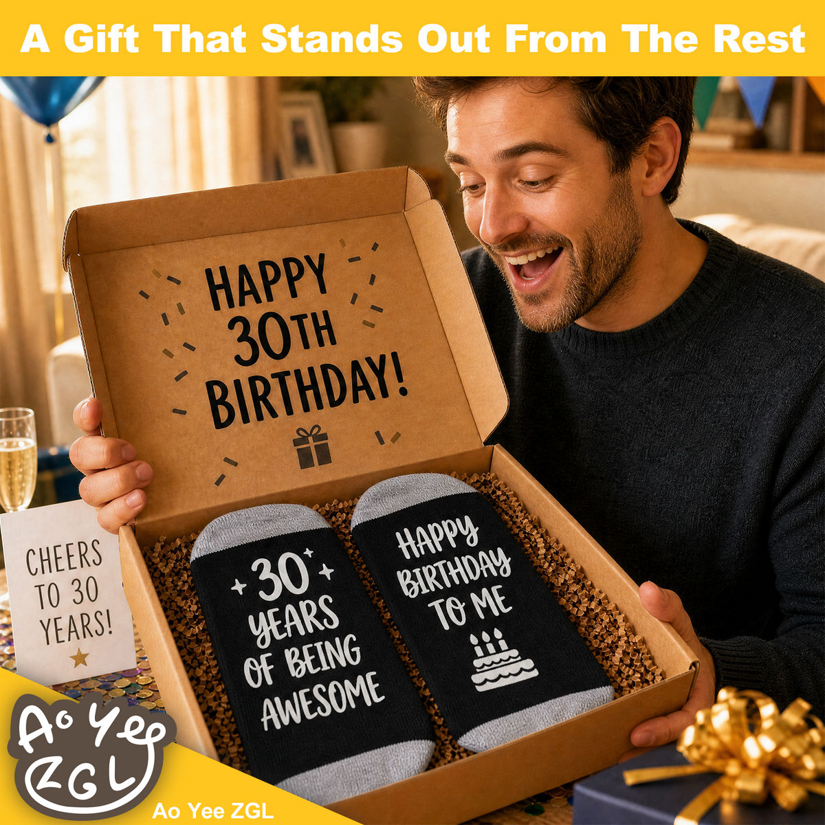 Ao Yee ZGL Birthday Socks,21th 30th 40th 50th 60th Birthday Gifts for Men - 30