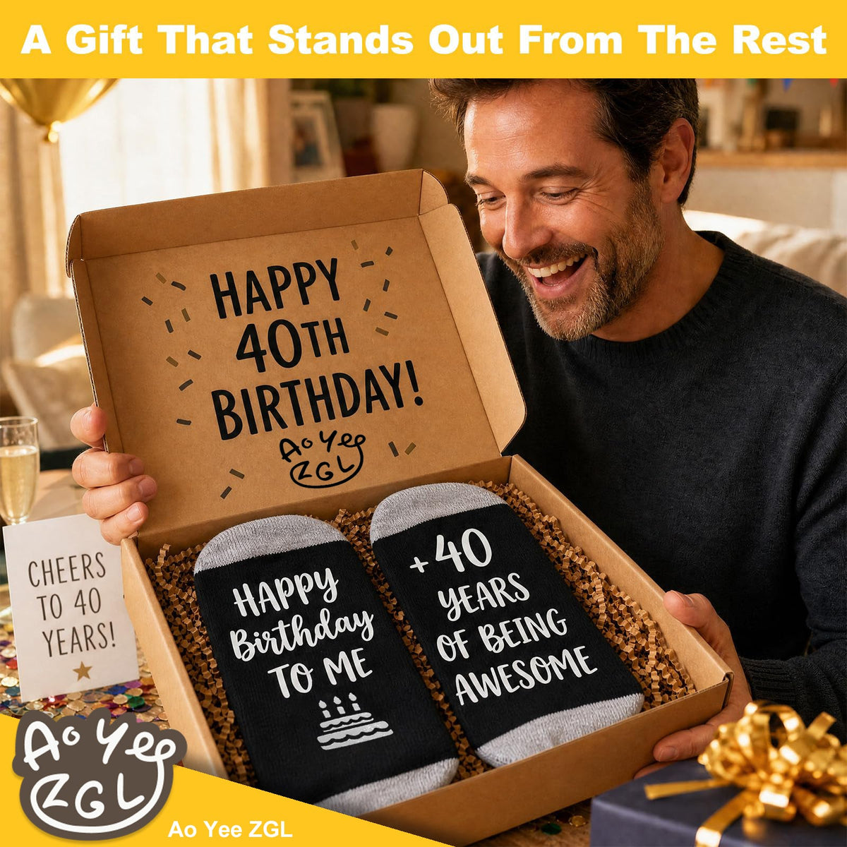 Ao Yee ZGL Birthday Socks,21th 30th 40th 50th 60th Birthday Gifts for Men - 40