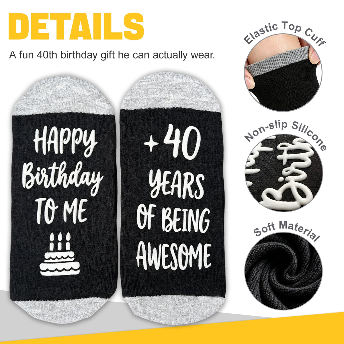Ao Yee ZGL Birthday Socks,21th 30th 40th 50th 60th Birthday Gifts for Men - 40
