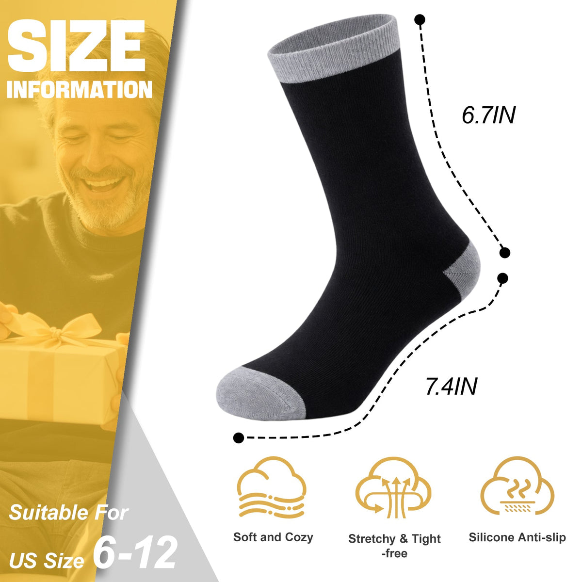 Ao Yee ZGL Birthday Socks,21th 30th 40th 50th 60th Birthday Gifts for Men - 50