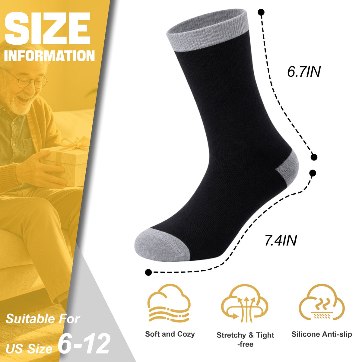 Ao Yee ZGL Birthday Socks,21th 30th 40th 50th 60th Birthday Gifts for Men - 60