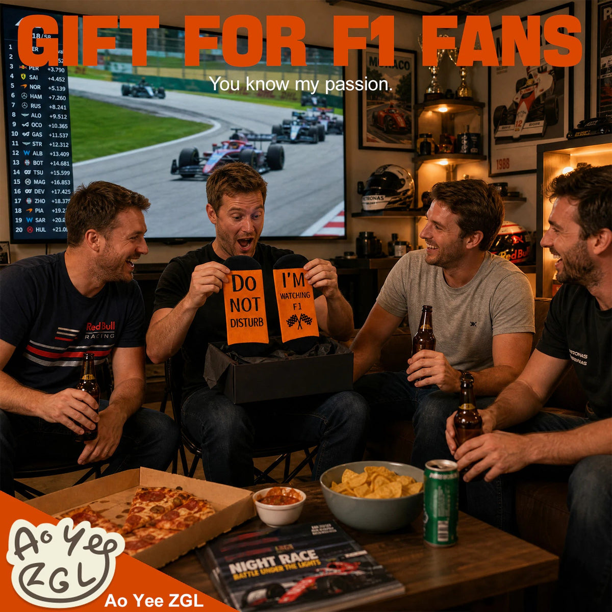Ao Yee ZGL Fun F1 Socks for Men,Gifts for F1 Lovers or Fas on  Christmas - F1 - Orange