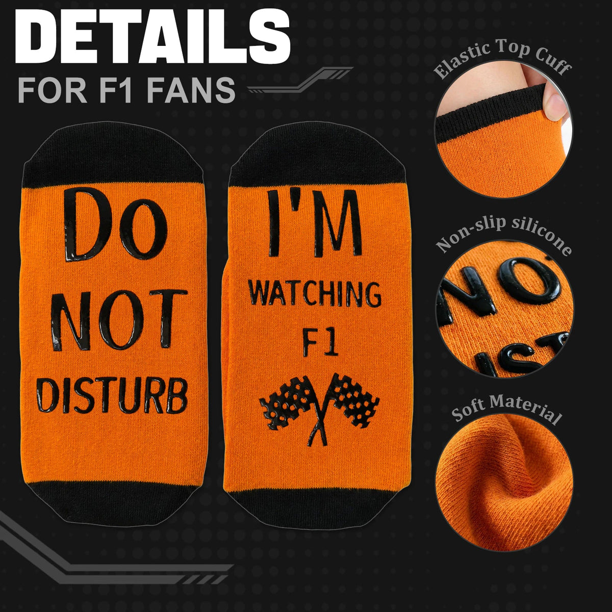 Ao Yee ZGL Fun F1 Socks for Men,Gifts for F1 Lovers or Fas on  Christmas - F1 - Orange