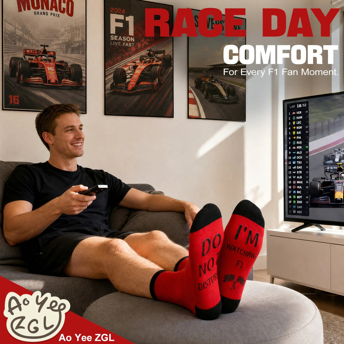 Ao Yee ZGL Fun F1 Socks for Men,Gifts for F1 Lovers or Fas on  Christmas - F1 - Red