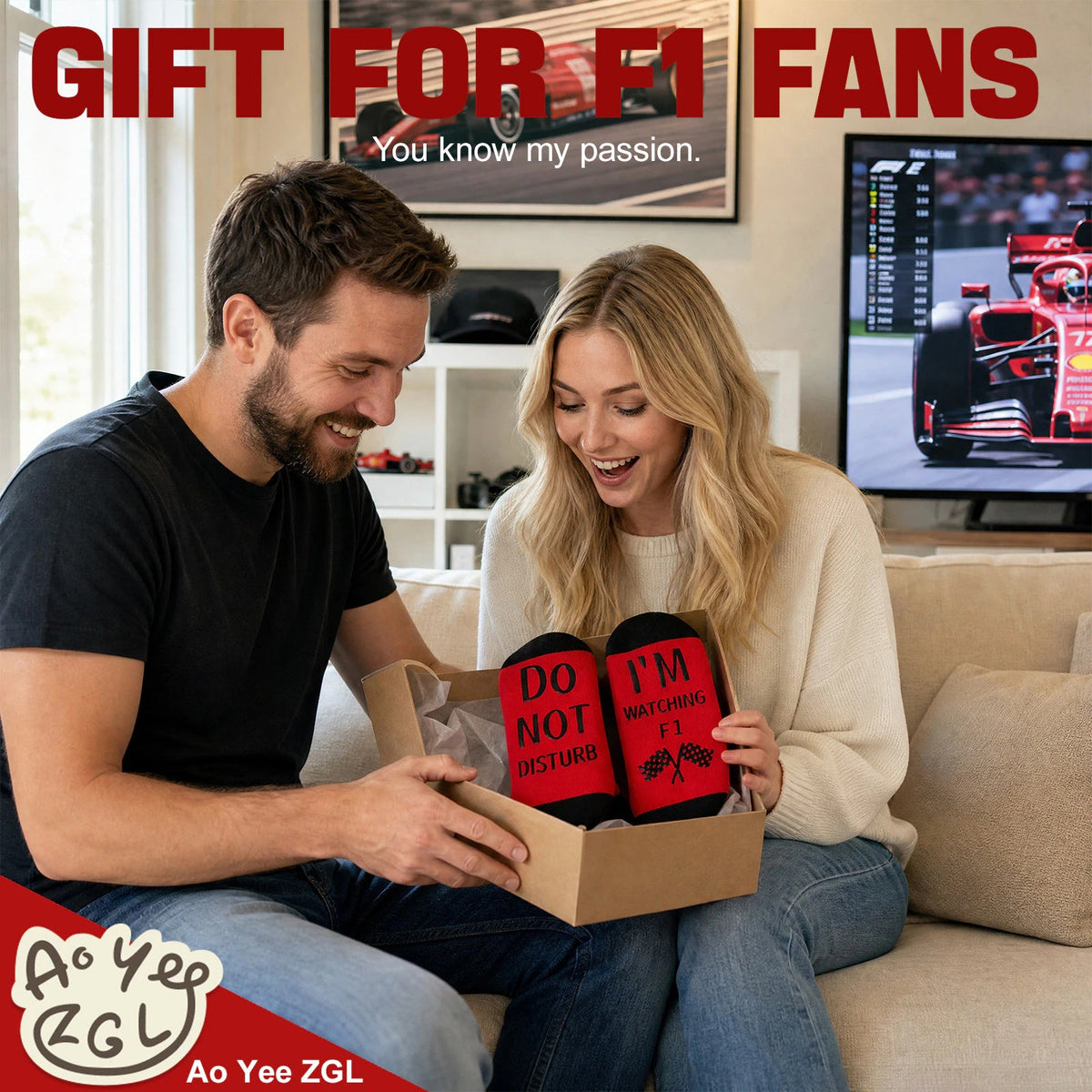 Ao Yee ZGL Fun F1 Socks for Men,Gifts for F1 Lovers or Fas on  Christmas - F1 - Red