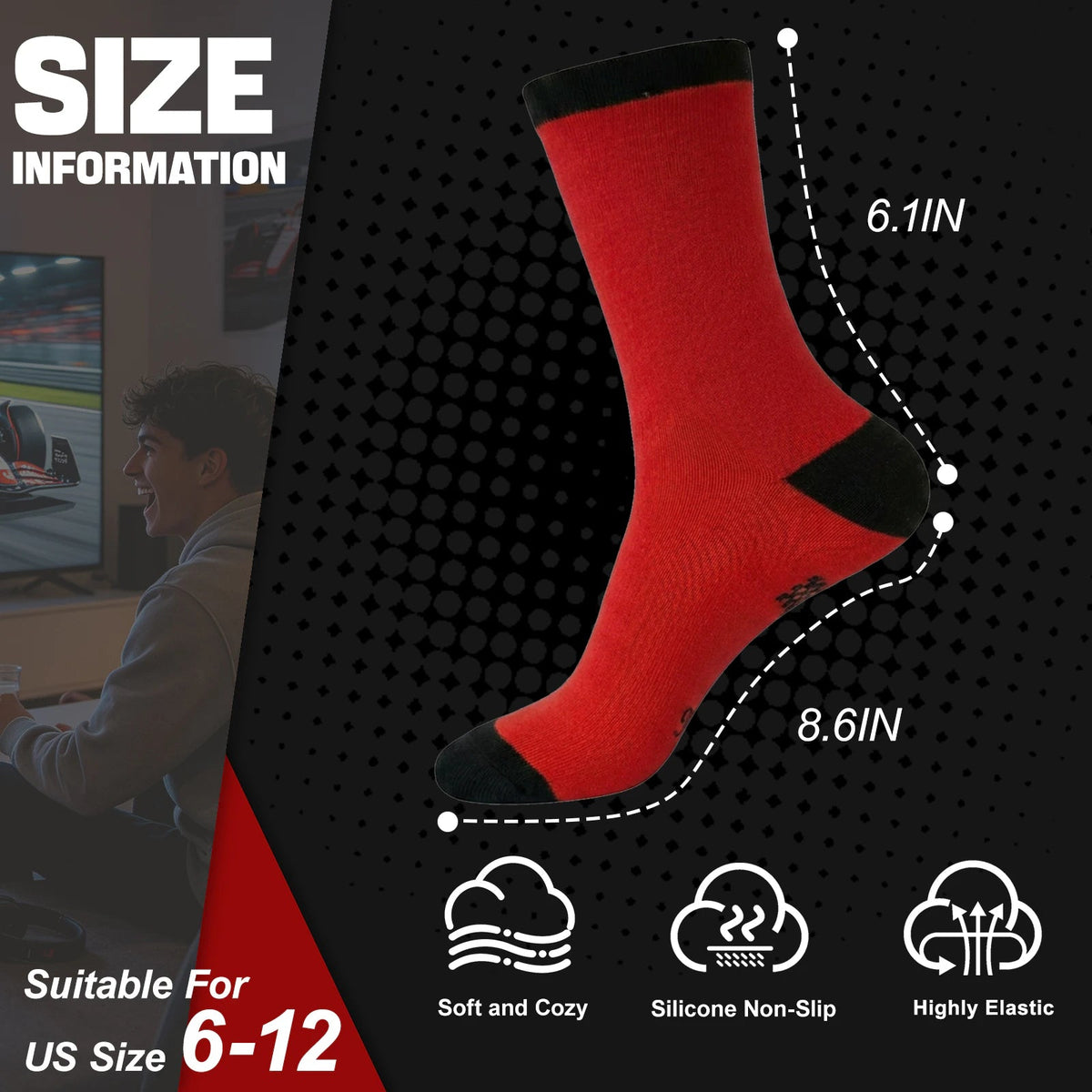 Ao Yee ZGL Fun F1 Socks for Men,Gifts for F1 Lovers or Fas on  Christmas - F1 - Red