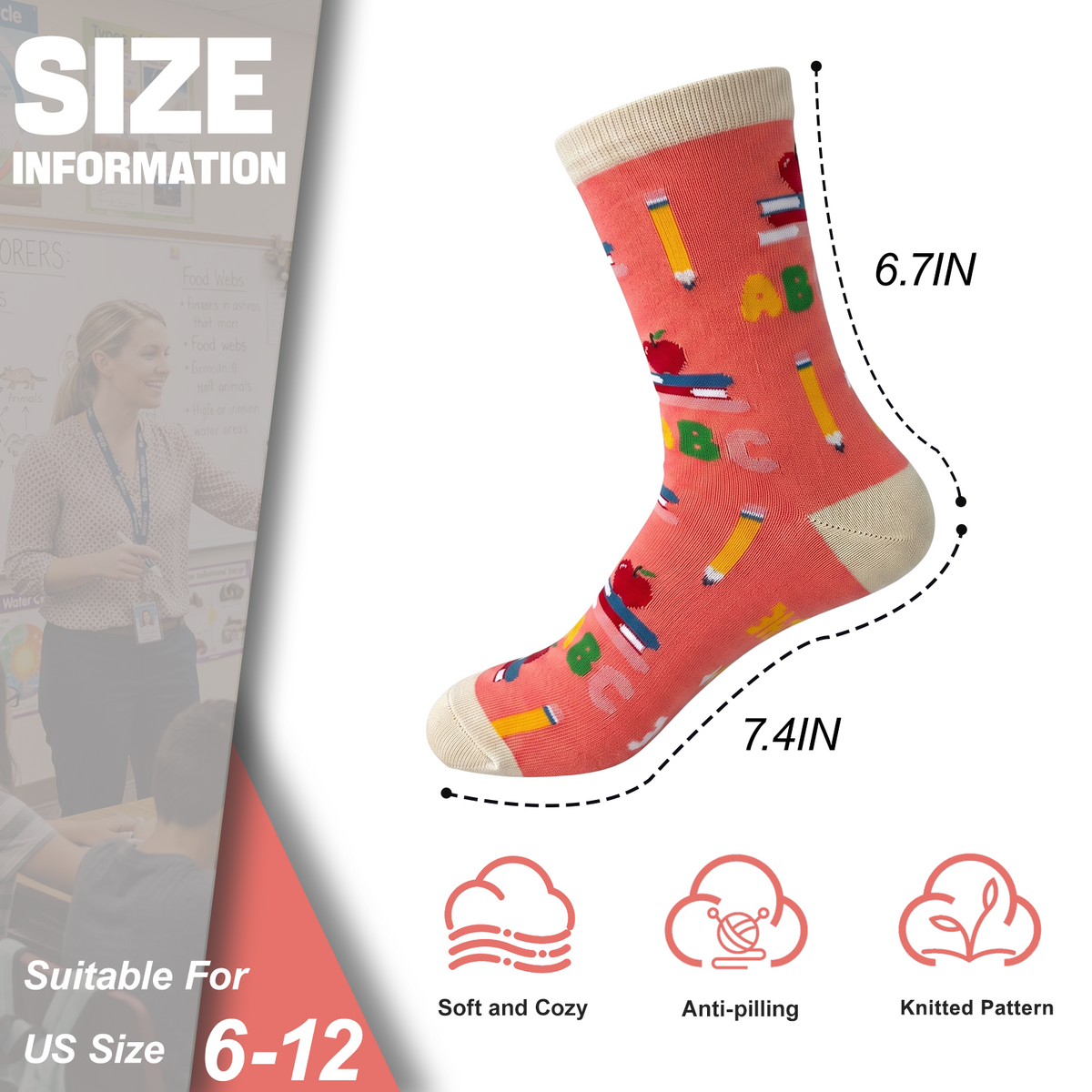 Funny Teacher Appreciation Socks – 5 Gift Designs, Unisex Size 6–12