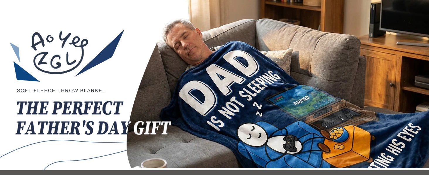 Fun Father Resting Blanket,Novel Dad gifts from Son Daughter, Printed Flannel Blanket Suitable as Holiday Gift Such as for Birthdays Christmas Father's Day,Size 60in x 50 in details 1