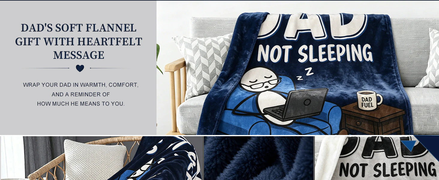 Fun Father Resting Blanket,Novel Dad gifts from Son Daughter, Printed Flannel Blanket Suitable as Holiday Gift Such as for Birthdays Christmas Father's Day,Size 60in x 50 in details 3