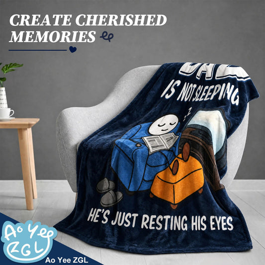 Fun Father Resting Blanket,Novel Dad gifts from Son Daughter, Printed Flannel Blanket Suitable as Holiday Gift Such as for Birthdays Christmas Father's Day,Size 60in x 50 in - Newspaper - B