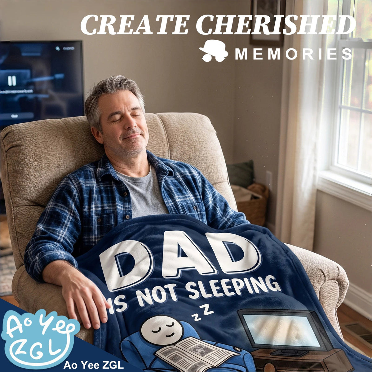 Fun Father Resting Blanket,Novel Dad gifts from Son Daughter, Printed Flannel Blanket Suitable as Holiday Gift Such as for Birthdays Christmas Father's Day,Size 60in x 50 in - Newspaper - B