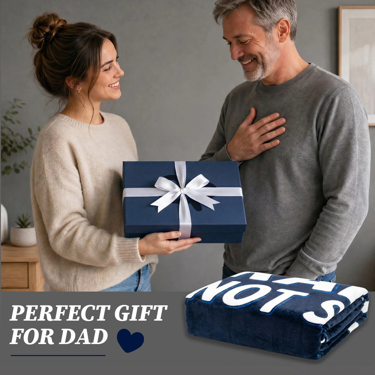 Fun Father Resting Blanket,Novel Dad gifts from Son Daughter, Printed Flannel Blanket Suitable as Holiday Gift Such as for Birthdays Christmas Father's Day,Size 60in x 50 in - Newspaper - B