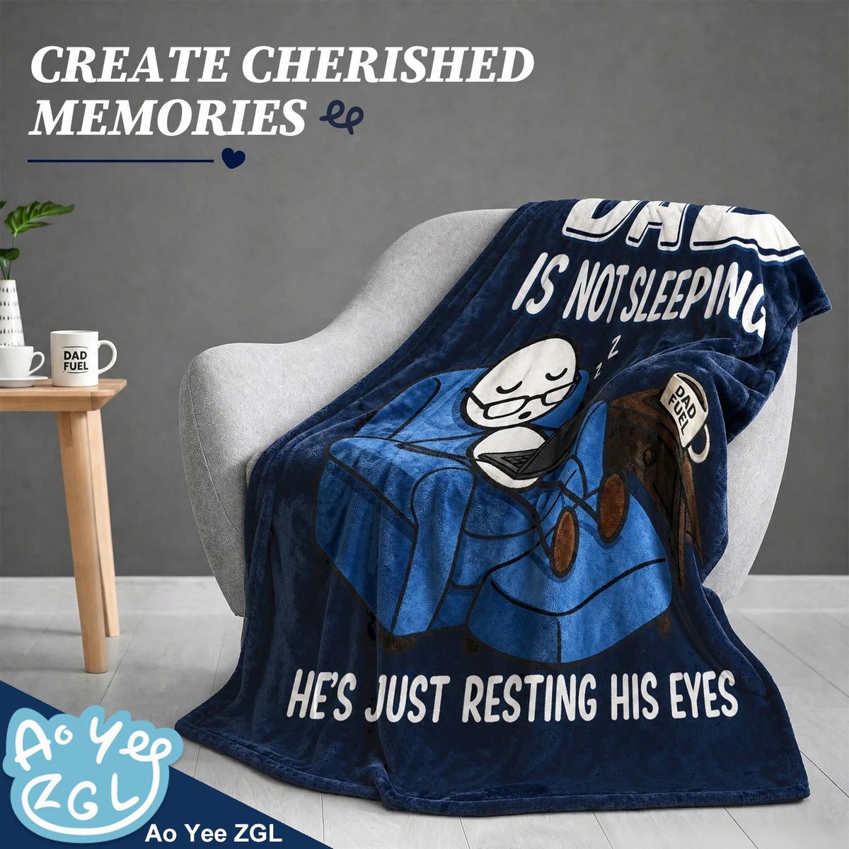 Fun Father Resting Blanket,Novel Dad gifts from Son Daughter, Printed Flannel Blanket Suitable as Holiday Gift Such as for Birthdays Christmas Father's Day,Size 60in x 50 in - Computer - B
