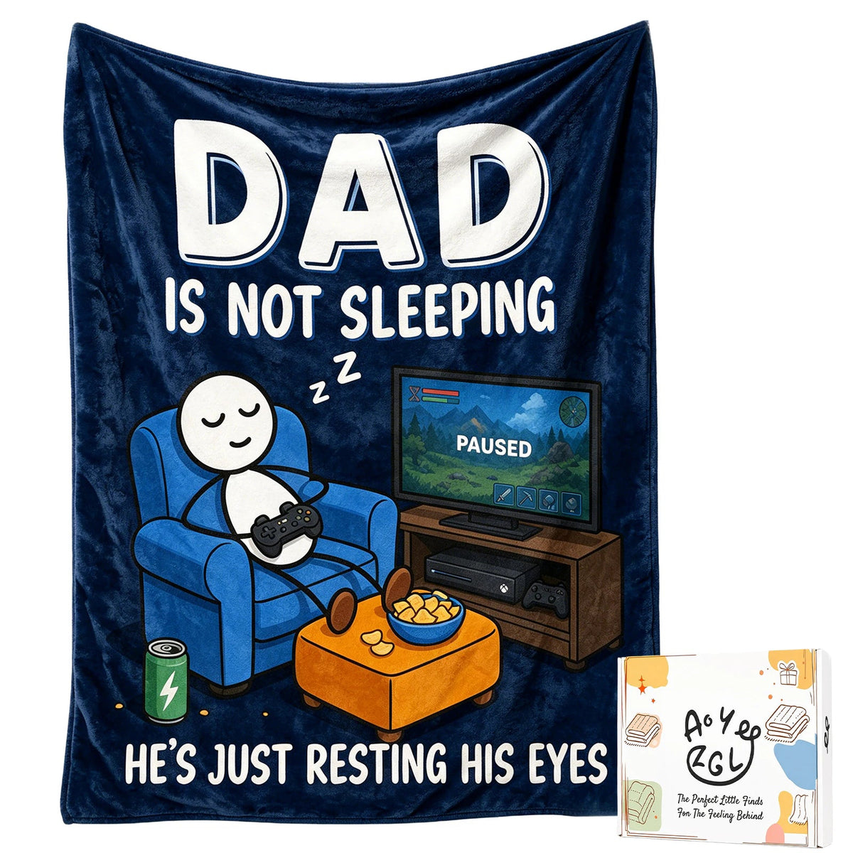 Fun Father Resting Blanket,Novel Dad gifts from Son Daughter, Printed Flannel Blanket Suitable as Holiday Gift Such as for Birthdays Christmas Father's Day,Size 60in x 50 in - Games - B