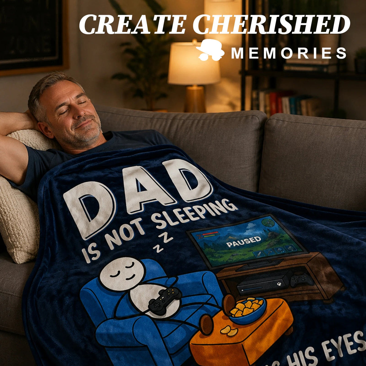 Fun Father Resting Blanket,Novel Dad gifts from Son Daughter, Printed Flannel Blanket Suitable as Holiday Gift Such as for Birthdays Christmas Father's Day,Size 60in x 50 in - Games - B