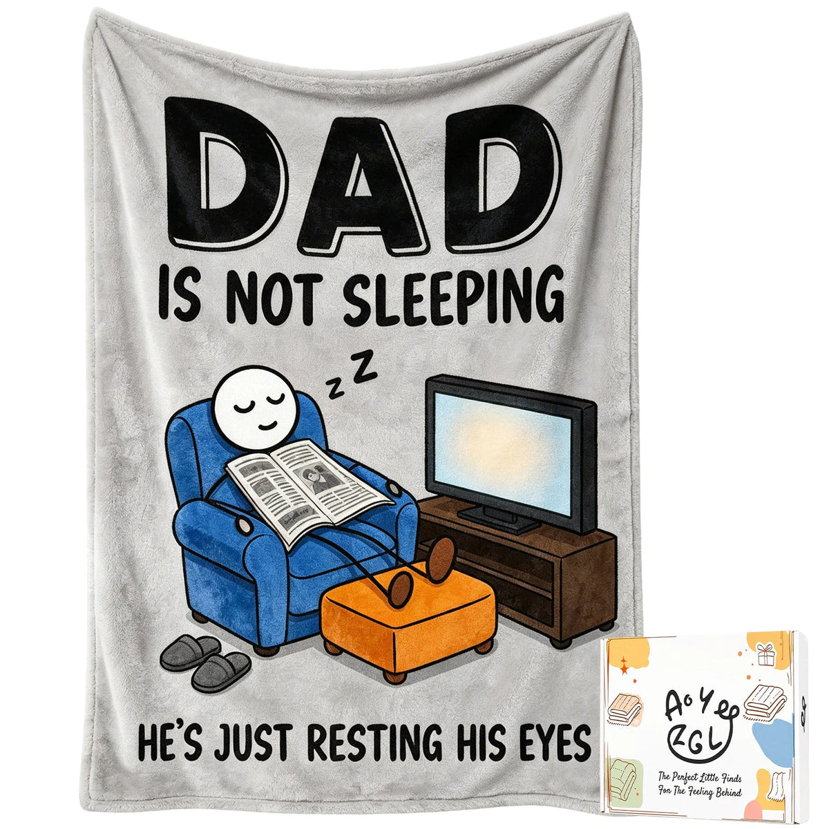 Fun Father Resting Blanket,Novel Dad gifts from Son Daughter, Printed Flannel Blanket Suitable as Holiday Gift Such as for Birthdays Christmas Father's Day,Size 60in x 50 in - Newspaper - G