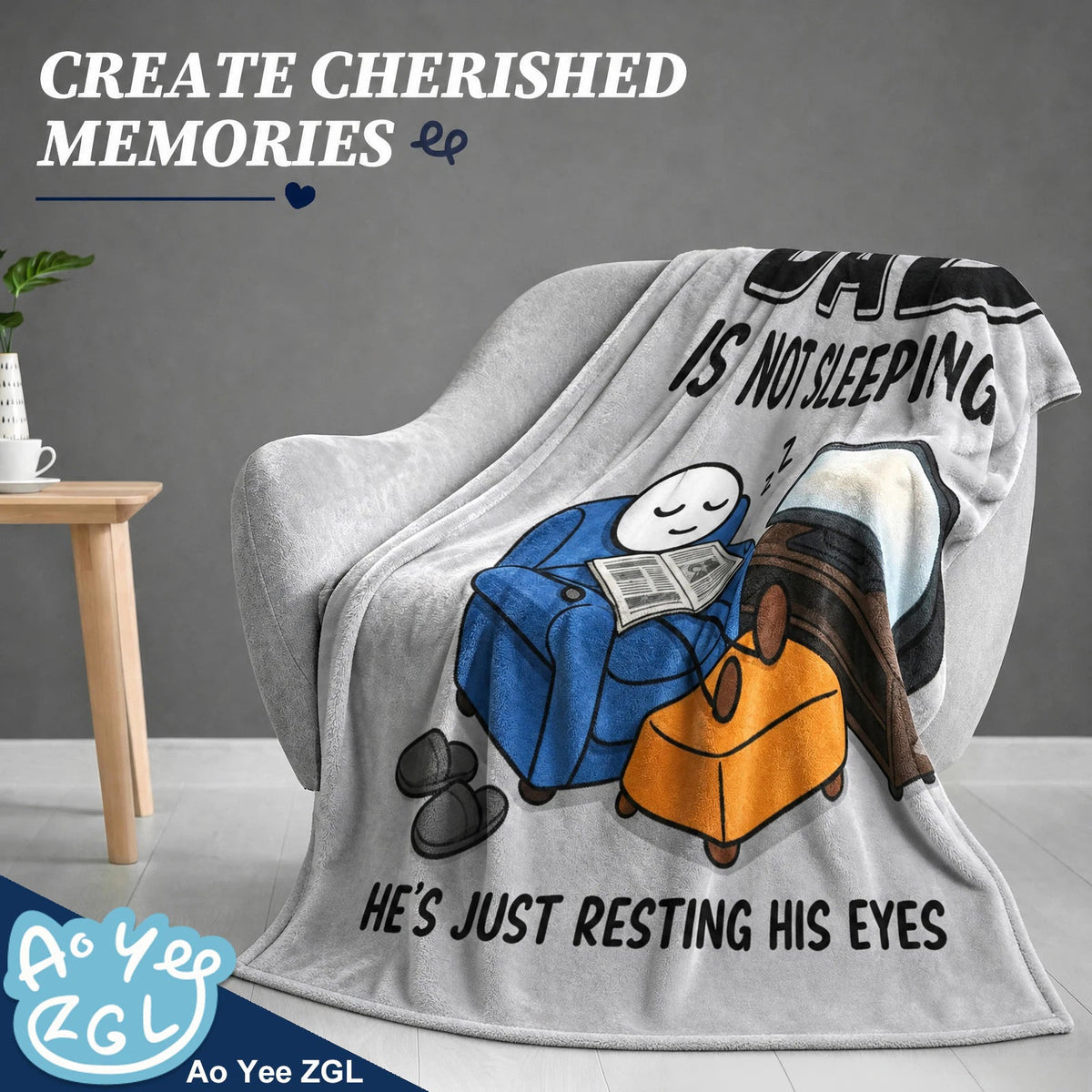 Fun Father Resting Blanket,Novel Dad gifts from Son Daughter, Printed Flannel Blanket Suitable as Holiday Gift Such as for Birthdays Christmas Father's Day,Size 60in x 50 in - Newspaper - G