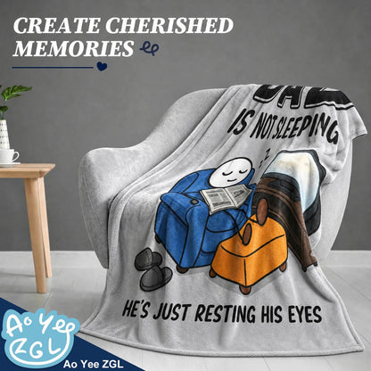 Fun Father Resting Blanket,Novel Dad gifts from Son Daughter, Printed Flannel Blanket Suitable as Holiday Gift Such as for Birthdays Christmas Father's Day,Size 60in x 50 in - Newspaper - G