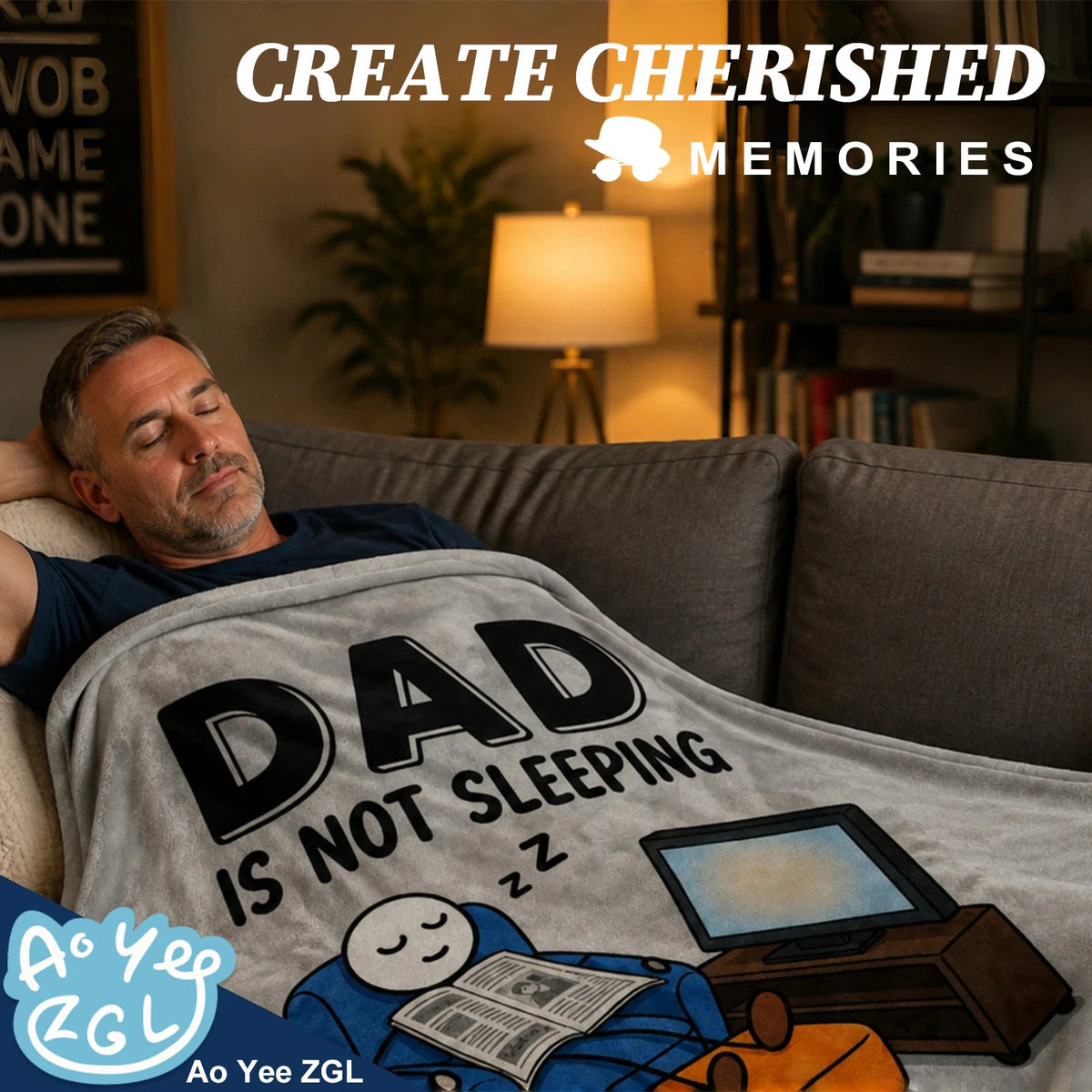 Fun Father Resting Blanket,Novel Dad gifts from Son Daughter, Printed Flannel Blanket Suitable as Holiday Gift Such as for Birthdays Christmas Father's Day,Size 60in x 50 in - Newspaper - G