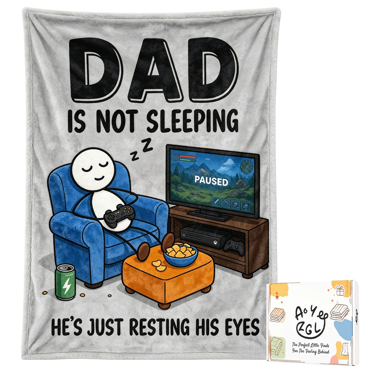 Fun Father Resting Blanket,Novel Dad gifts from Son Daughter, Printed Flannel Blanket Suitable as Holiday Gift Such as for Birthdays Christmas Father's Day,Size 60in x 50 in - Games - G