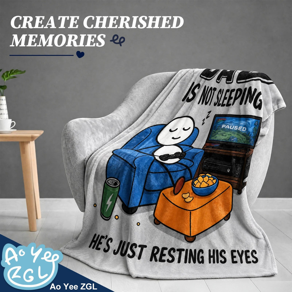 Fun Father Resting Blanket,Novel Dad gifts from Son Daughter, Printed Flannel Blanket Suitable as Holiday Gift Such as for Birthdays Christmas Father's Day,Size 60in x 50 in - Games - G
