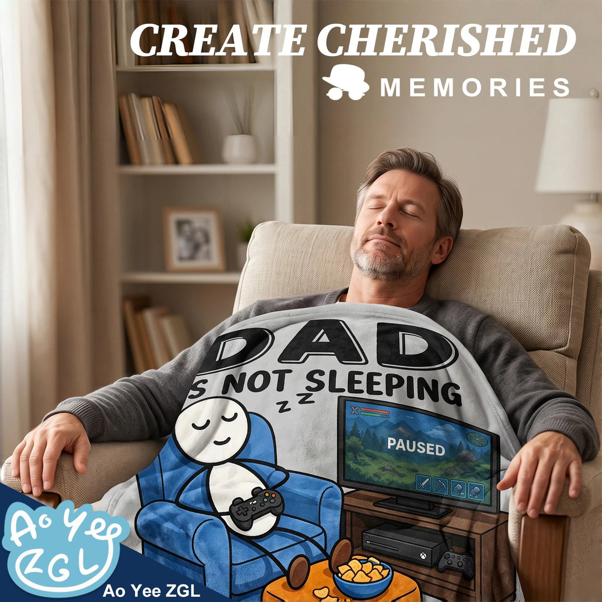 Fun Father Resting Blanket,Novel Dad gifts from Son Daughter, Printed Flannel Blanket Suitable as Holiday Gift Such as for Birthdays Christmas Father's Day,Size 60in x 50 in - Games - G