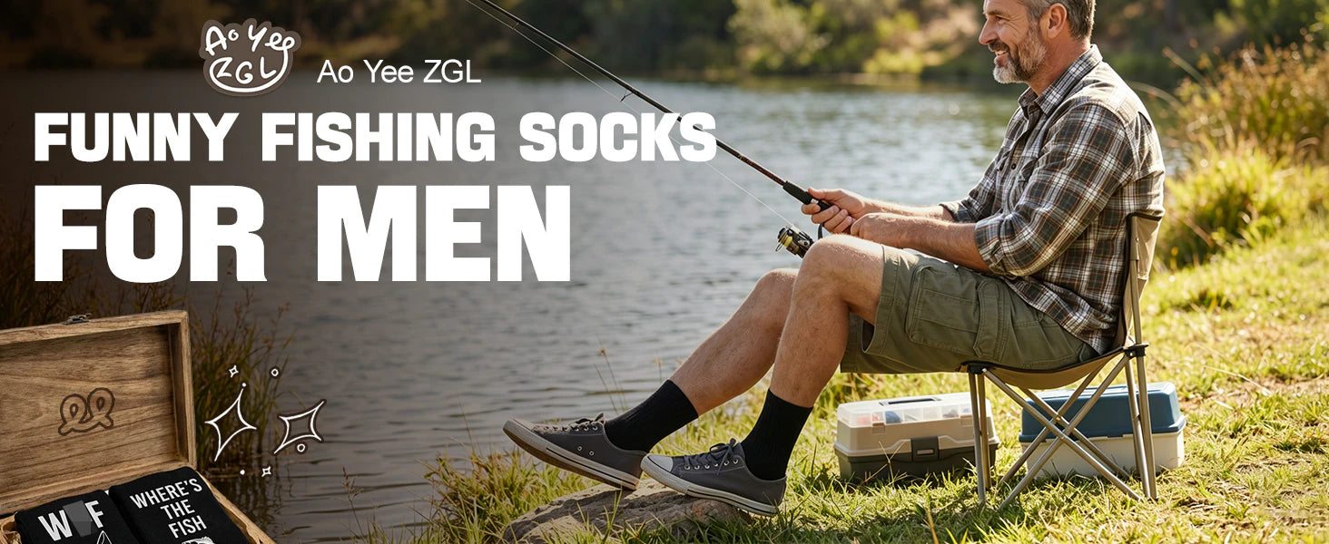 Fun Fishing Socks,Gifts for Men,Stocking Stuffer for Fishing Dad details 1