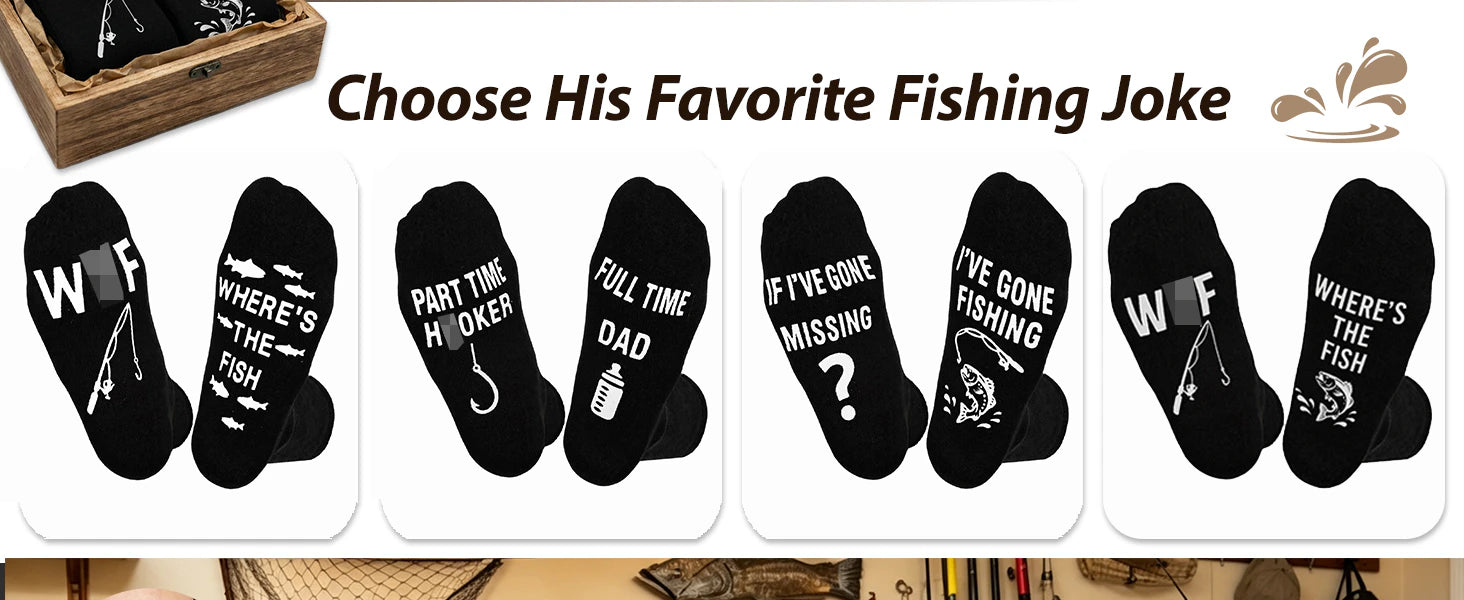 Fun Fishing Socks,Gifts for Men,Stocking Stuffer for Fishing Dad details 2