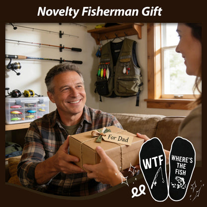 Fun Fishing Socks,Gifts for Men,Stocking Stuffer for Fishing Dad - Fishing Socks - Big Fish