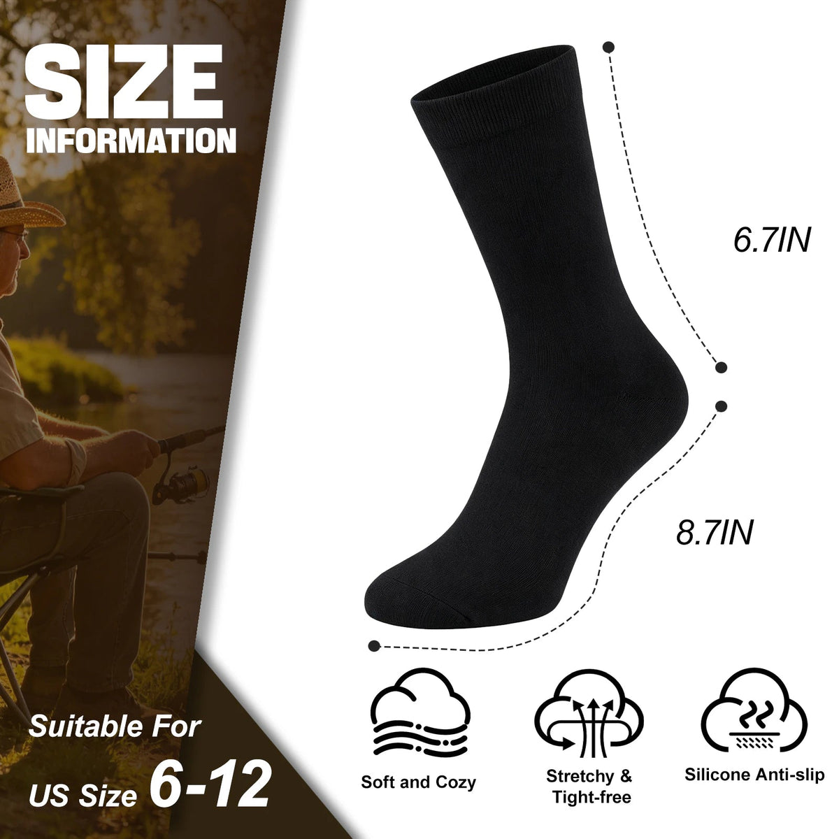 Fun Fishing Socks,Gifts for Men,Stocking Stuffer for Fishing Dad - Fishing Socks - Big Fish