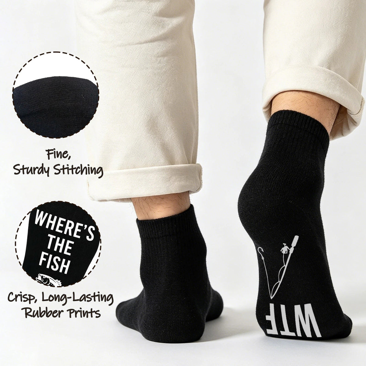 Fun Fishing Socks,Gifts for Men,Stocking Stuffer for Fishing Dad - Fishing Socks - Big Fish