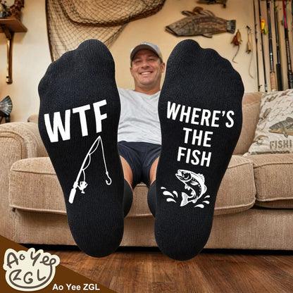 Fun Fishing Socks,Gifts for Men,Stocking Stuffer for Fishing Dad - Fishing Socks - Big Fish