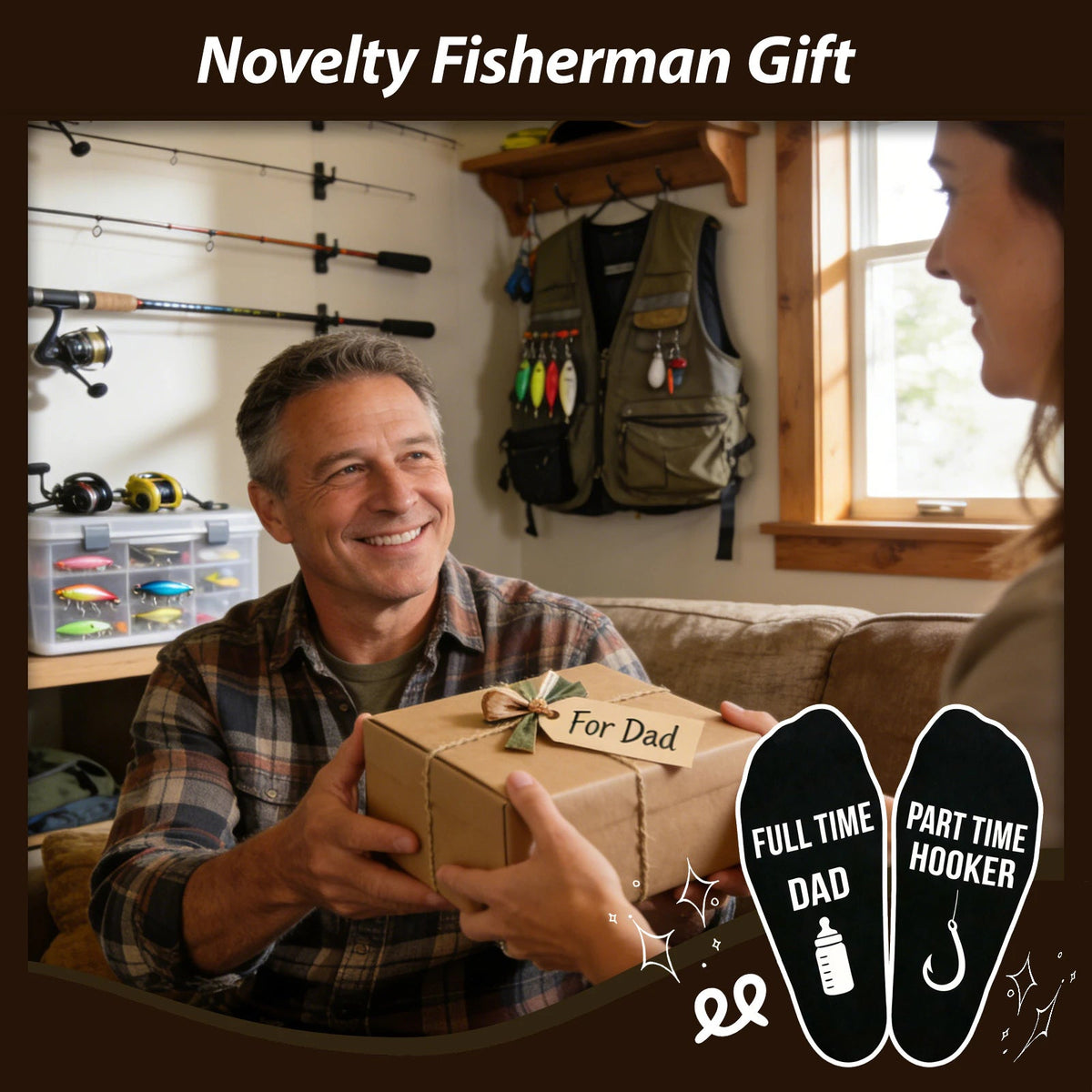 Fun Fishing Socks,Gifts for Men,Stocking Stuffer for Fishing Dad - Fishing Socks - Bottle