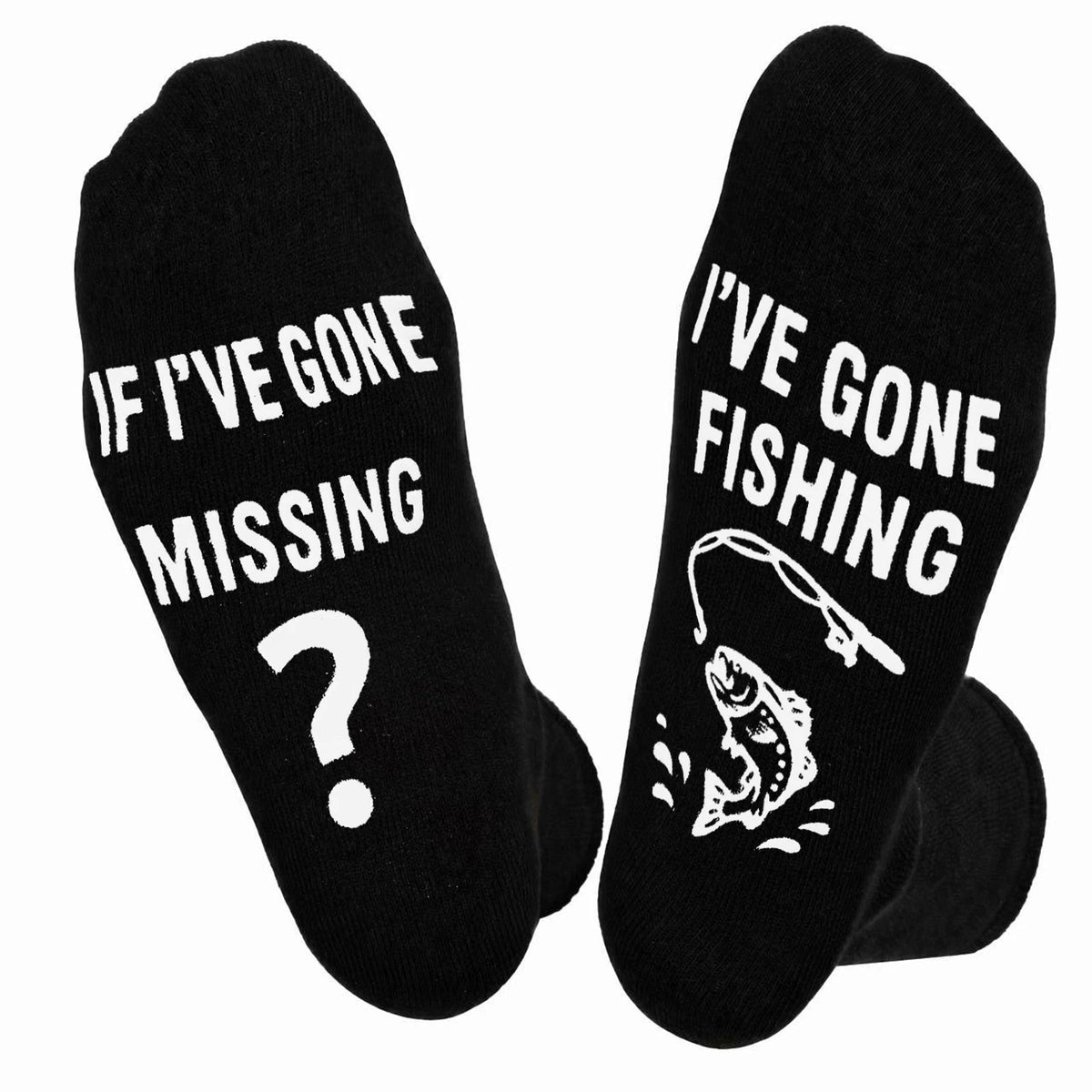 Fun Fishing Socks,Gifts for Men,Stocking Stuffer for Fishing Dad - Fishing Socks - Missing