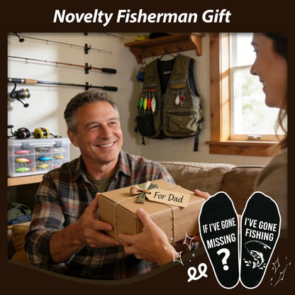 Fun Fishing Socks,Gifts for Men,Stocking Stuffer for Fishing Dad - Fishing Socks - Missing