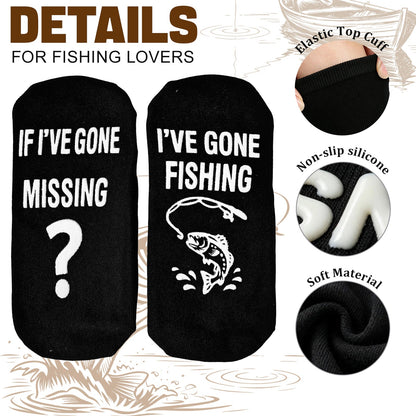Fun Fishing Socks,Gifts for Men,Stocking Stuffer for Fishing Dad - Fishing Socks - Missing