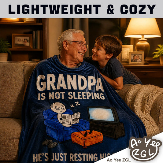 Fun Grandpa Blanket ,Novel Gift for Old Men from Children,Printed Flannel Blanket,Perfect Gifts for Birthdays,Father's Day,Christmas,Dimensions 60 in*50 in - GRANDPA - Blue
