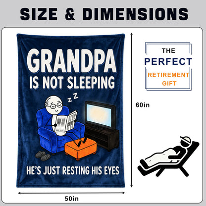 Fun Grandpa Blanket ,Novel Gift for Old Men from Children,Printed Flannel Blanket,Perfect Gifts for Birthdays,Father's Day,Christmas,Dimensions 60 in*50 in - GRANDPA - Blue