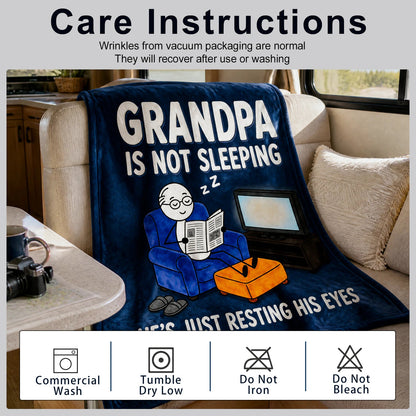 Fun Grandpa Blanket ,Novel Gift for Old Men from Children,Printed Flannel Blanket,Perfect Gifts for Birthdays,Father's Day,Christmas,Dimensions 60 in*50 in - GRANDPA - Blue
